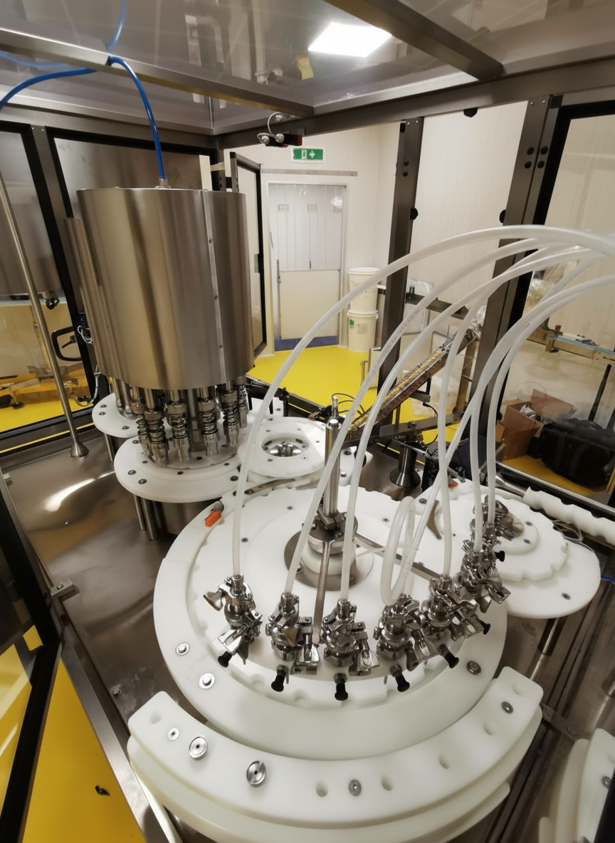 20.	Cambio formato su macchina rotativa con riempimento e tappatura