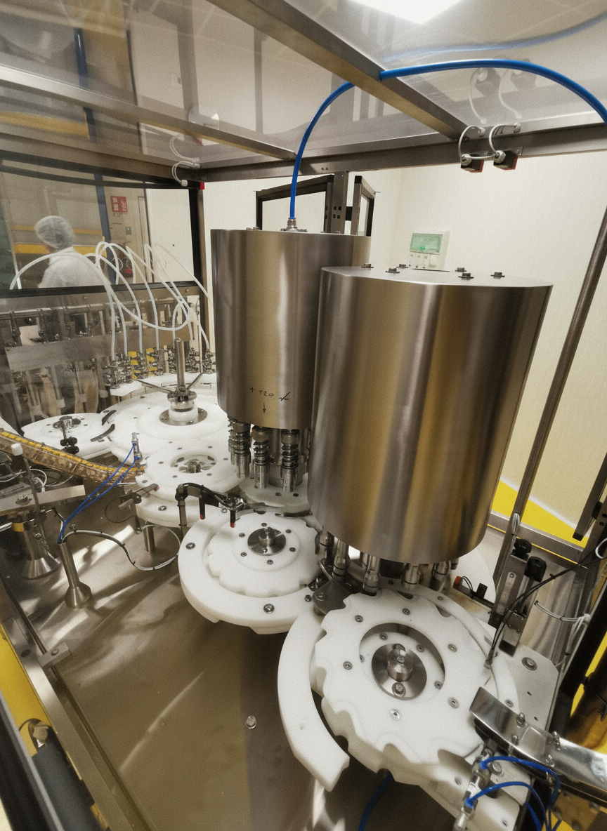 23.	Cambio formato triblocco rotativo ad inseguimento per fiala sottotappo e tappo